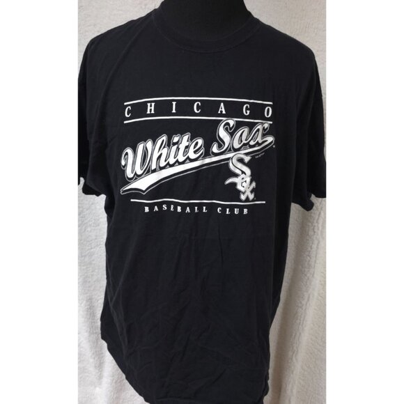 Vtg Dynasty Chicago White Sox MLB XL Black White Metallic Relaxed Fit T-Shirt 04 - Picture 1 of 11